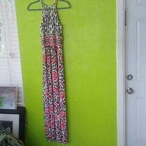 Black, Red, and White Maxi Dress